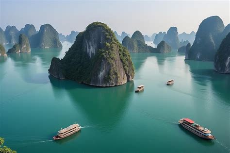 Premium Photo | Ha long bay unique limestone rock islands and karst ...