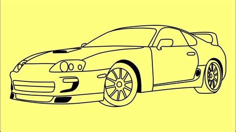 How To Draw 1993 Toyota Supra In 12 Steps Sketchok Easy Drawing Guides ...