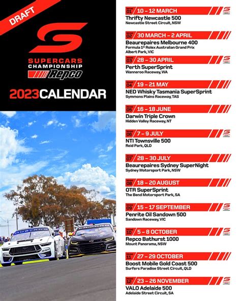 2023 Supercars Calendar released : r/v8supercars