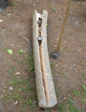 Splitting logs for woodworking lumber