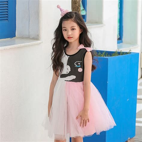 Tutu Party Dress Summer Girls Clothes Sleeveless Cartoon Ball Gown ...