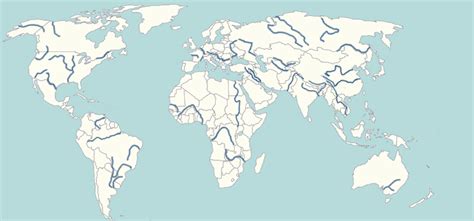 6 Free Printable World River Map - [Outline]