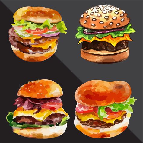 Set of hamburger and fries 17671945 Vector Art at Vecteezy