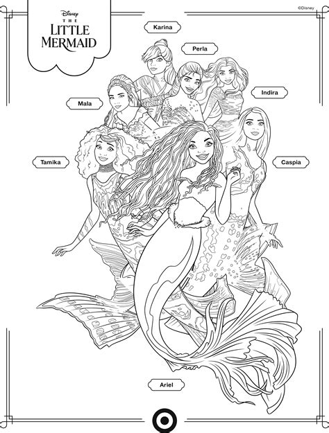 The Little Mermaid live action movie 2023 coloring pages with Ariel ...