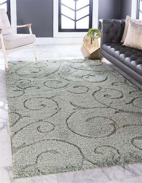 Green 5' x 8' Floral Shag Rug | Rugs.ca