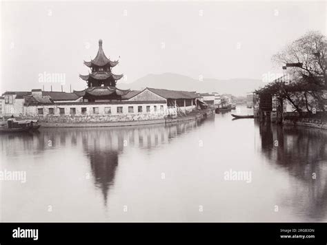 Late 19th century photograph: Hwai river, now Huai River, creek, China ...