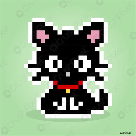 Black cat sitting in 8 bit pixel art - stock vector 6256646 | Crushpixel