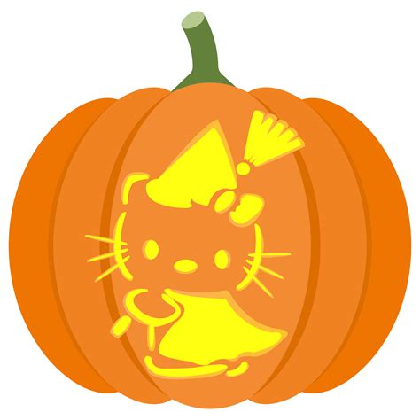 Hello Kitty Witch Pumpkin Stencil | Free Printable Papercraft Templates