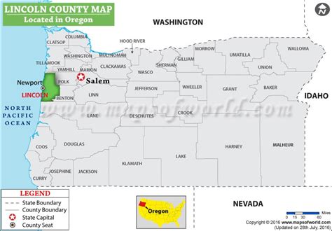 Lincoln County Map, Oregon