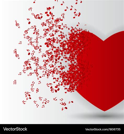 Happy Valentines Day Card with Heart Music Notes Vector Image