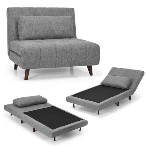 Costway 40 in. Grey Convertible Twin Sofa Bed 3 Position Folding ...