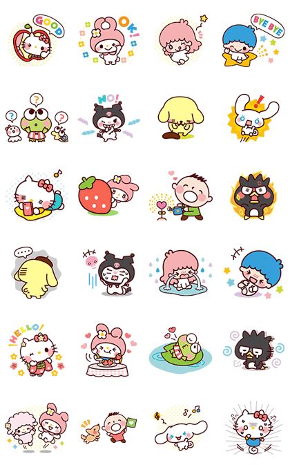 Sanrio LINE stickers | Line sticker, Kawaii stickers, Cute kawaii drawings