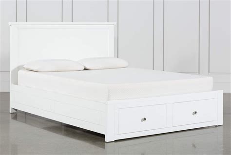 White Wood Queen Bed Frame With Storage - Houses For Rent Near Me