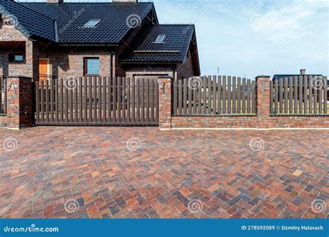 Parking in Front of a Private House, Made of Decorative Stone in the ...