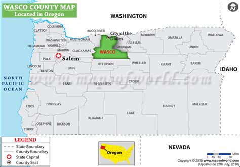 Wasco County Map, Oregon