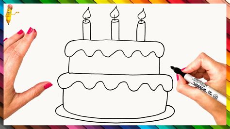 How To Draw A Birthday Cake Easy Step By Step 🎂 Cake Drawing - YouTube