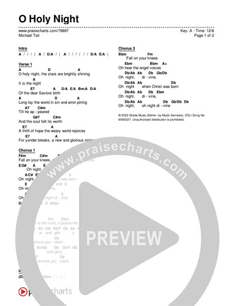 O Holy Night Chords PDF (Michael Tait) - PraiseCharts