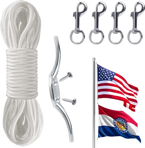 Amazon.com : PAMASE 6 Pack Flag Rope and Clips Kit - 50ft Flag Pole ...