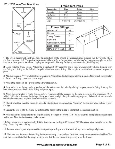 10 x 20 Frame Tent Installation Instructions