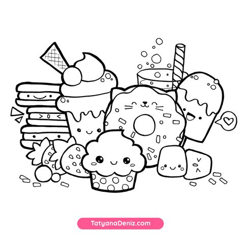 Kawaii Sweets Doodle: FREE Coloring Page (Printalbe PDF)