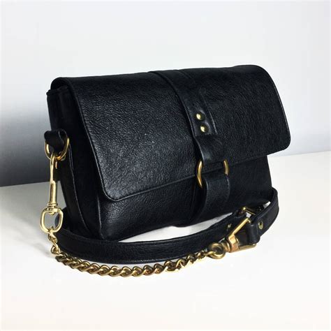 handcrafted black leather chain handbag by freeload accessories ...