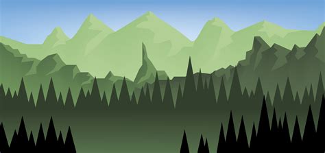 Cartoon Flat Landscape Forest Green Background Material, Cartoon, Green ...