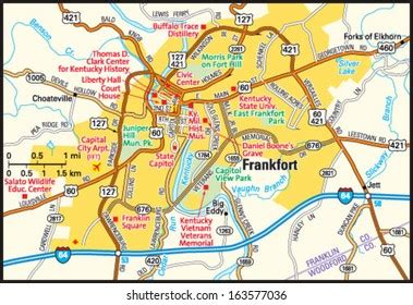 Frankfort Kentucky Area Map Stock Vector (Royalty Free) 163577036 ...