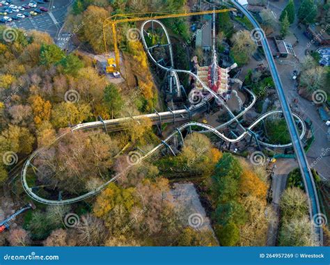 Drone View of the Nemesis Inverted Roller Coaster Being Removed from ...