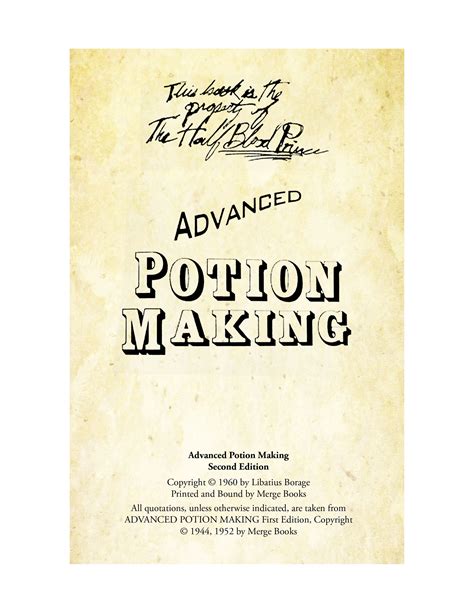 Harry Potter Advanced Potion Making Book Printable - Printable Word ...