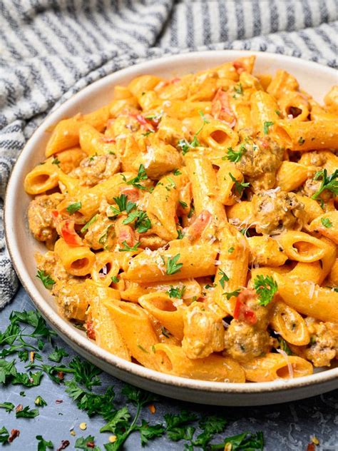 Creamy Chicken and Sausage Pasta – Skinny Spatula