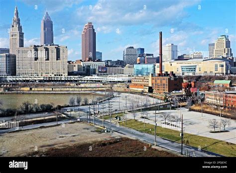 Downtown Cleveland skyline on February 23, 2023 as viewed from the Hope ...