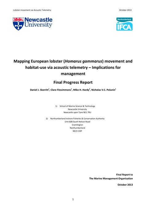 (PDF) Mapping European lobster (Homarus gammarus) movement & habitat ...