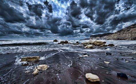 Stormy Clouds Over the Sea wallpaper | nature and landscape | Wallpaper ...