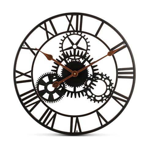 20 Inch Black Wrought Iron Gears Wall Clock – Bernhard Products