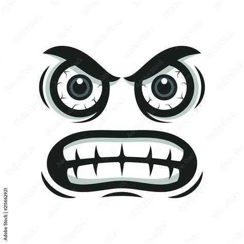 Angry cartoon face. Aggressive emotion Stock Vector | Adobe Stock