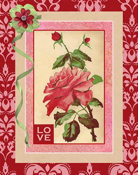 Antique Images: Free Digital Greeting Card Design: Distressed Pink Rose ...