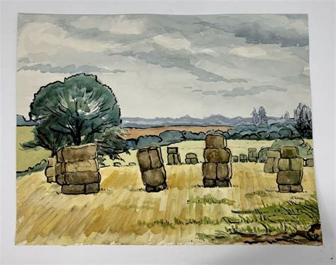 Water colour of Hay bales at Summer | Watercolor, Bridal pictures, Painting