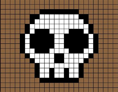 Skull Pixel Art | Pixel art, Minecraft pixel art, Pixel art pattern