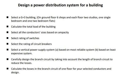 Solved Design a power distribution system for a building | Chegg.com