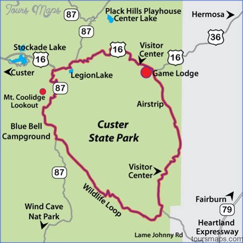 CUSTER STATE PARK MAP SOUTH DAKOTA - ToursMaps.com