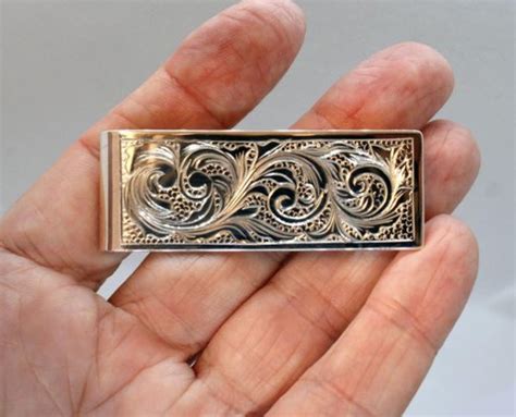 Hand Engraved Sterling Silver Money Clip | Silver money clip, Hand ...