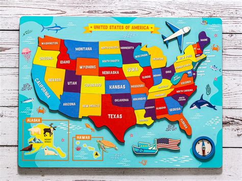 United States Map US Map USA Map Puzzle for Kids Montessori | Etsy