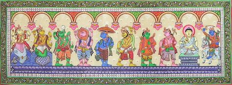 Dashavatara - Ten Incarnations of Lord Vishnu - 15 x 42 inches