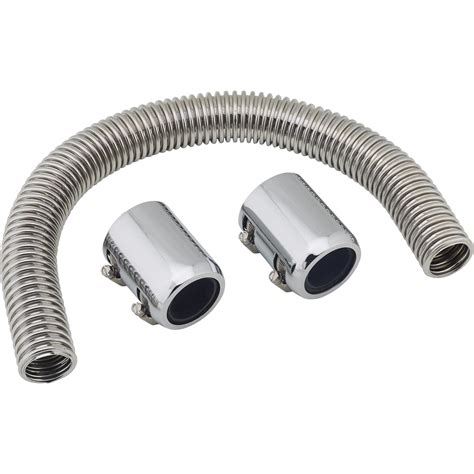 24 Inch Flexible Stainless Steel Radiator Hose w/ Chrome Ends