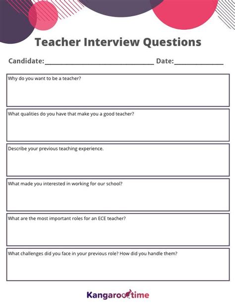 22 Preschool Teacher Interview Questions (Free Template) | Teacher ...