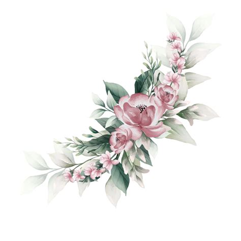 Bouquet of pink watercolor flowers 13855181 PNG