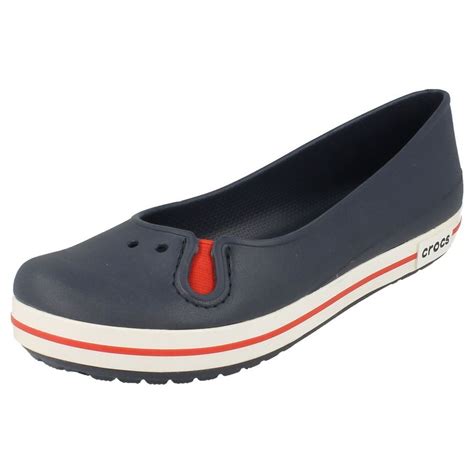 Ladies Crocs Navy synthetic slip on flat shoes CROCBAND FLAT WOMEN ...