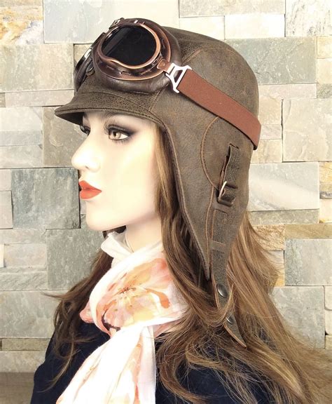 Brown Leather Aviator Hat - Simon Model | Aviator hat, Aviators women ...