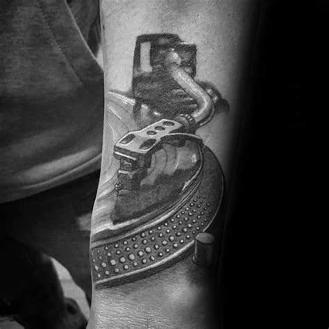 50 Vinyl Record Tattoo Designs For Men - Long Playing Ink Ideas