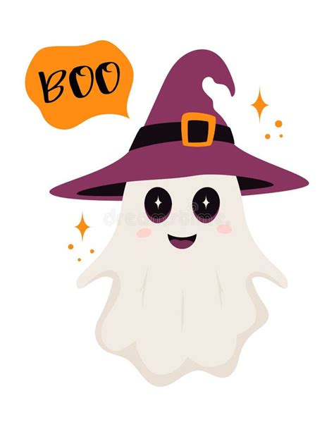 Cute Ghost Monster. Happy Halloween Stock Vector - Illustration of ...